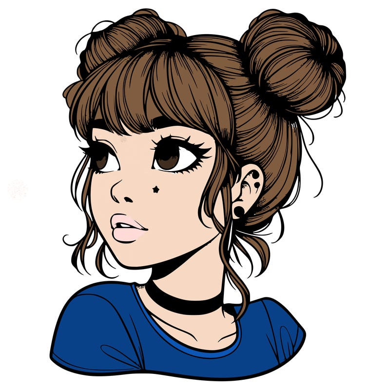 realistic girl with spacebuns