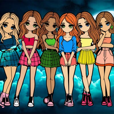 a group of girls realistic