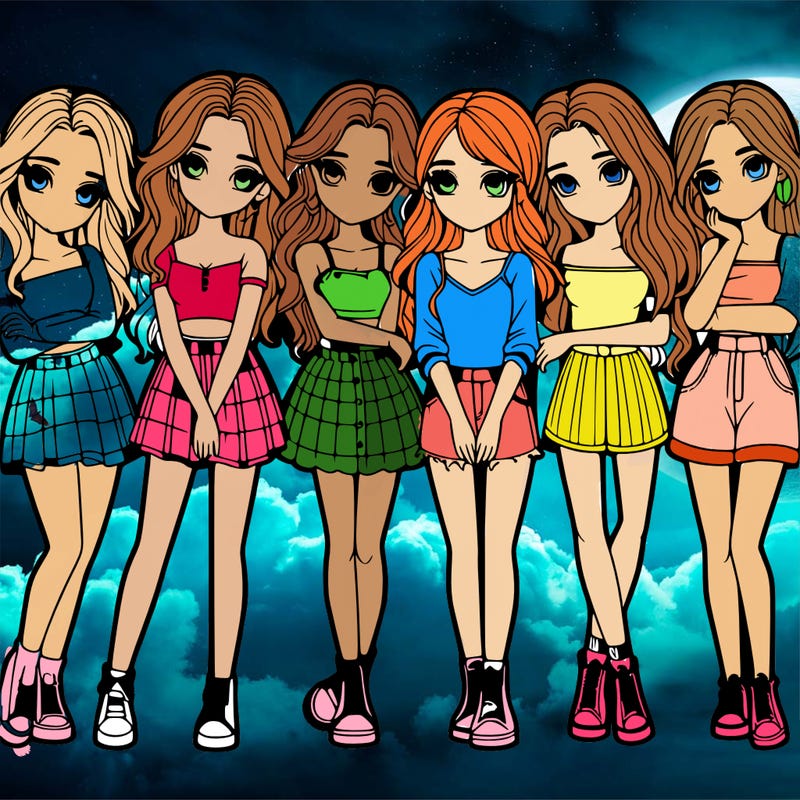 a group of girls realistic