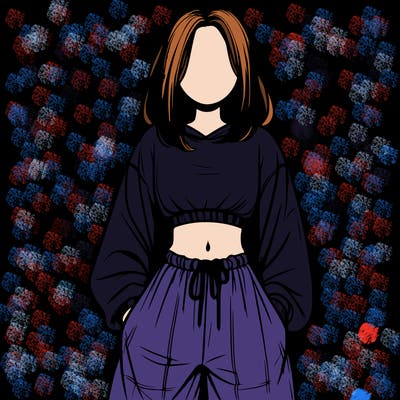 realistic girl faceless with baggy pants and a crop top