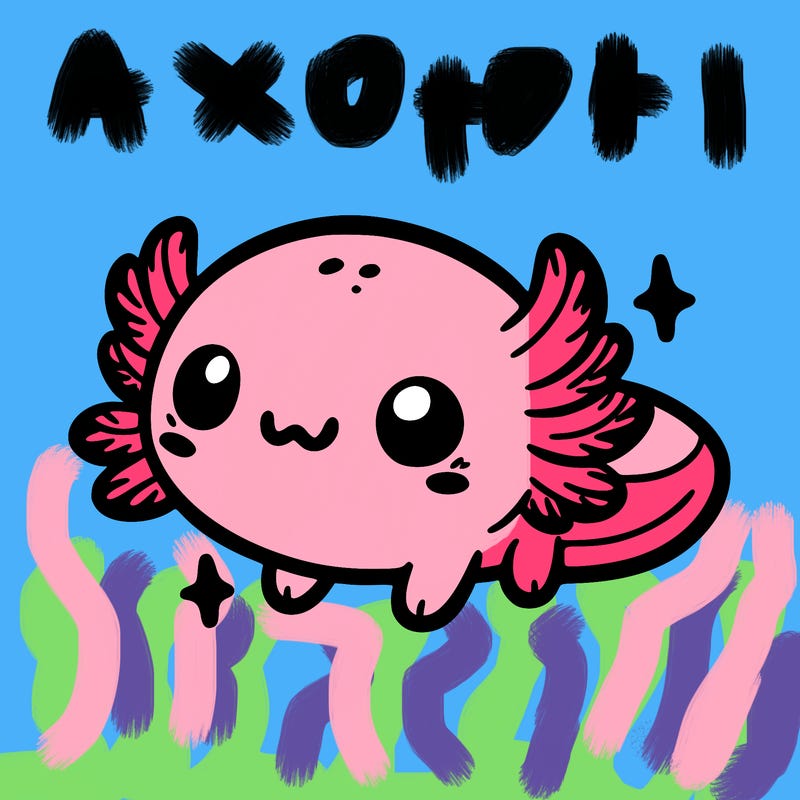 cute easy baby axolotl