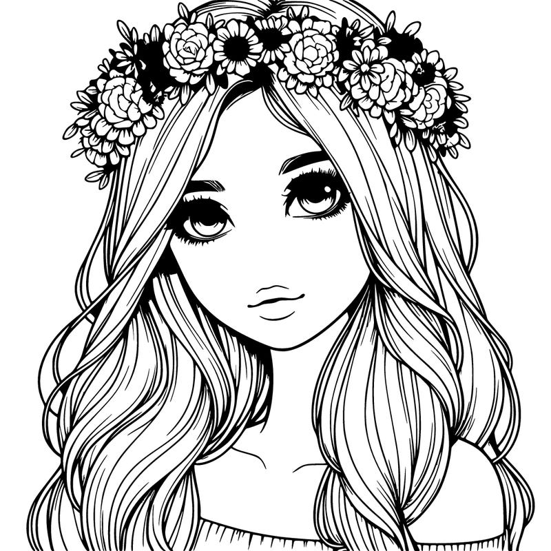 realistic girl with flower crown