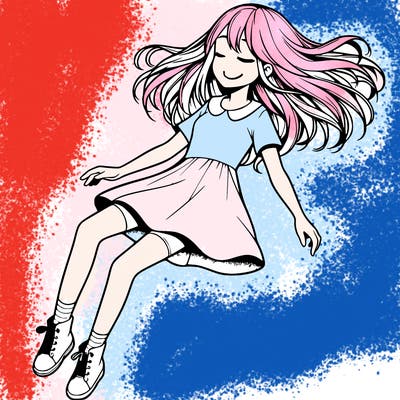 realistic girl floating