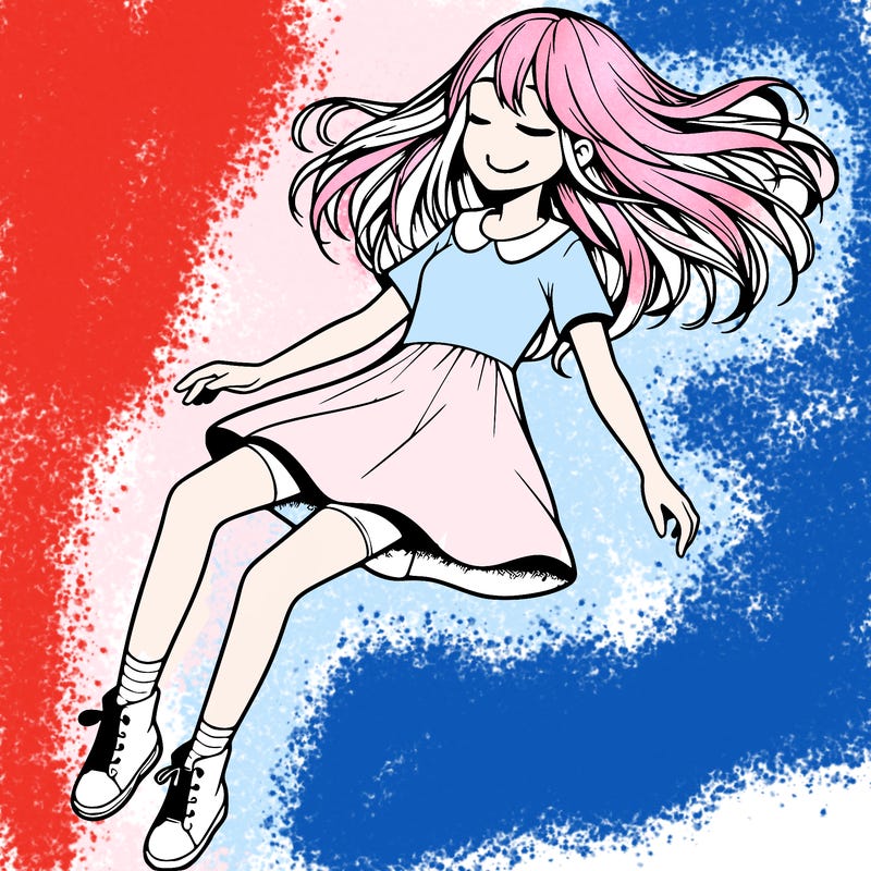 realistic girl floating