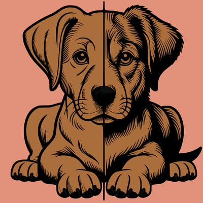 realistic dog split picture