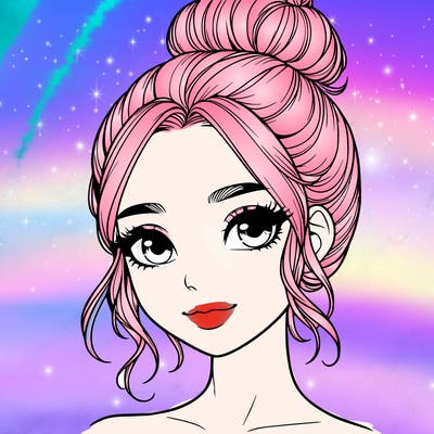 realistic pretty girl with hair in bun