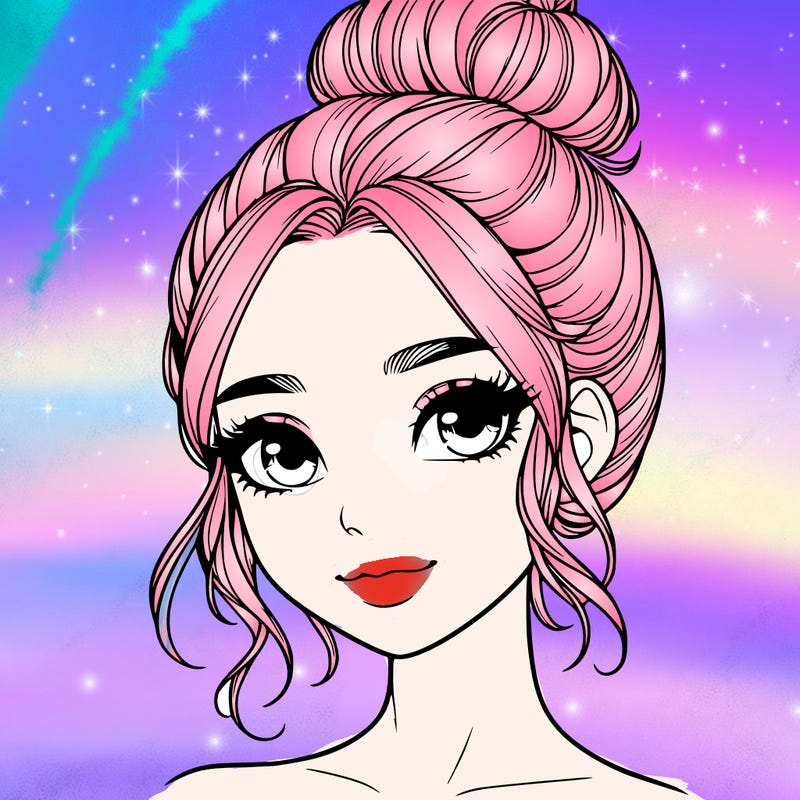 realistic pretty girl with hair in bun