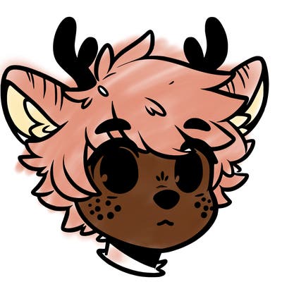 a humanoid deer with soft fluffy ears