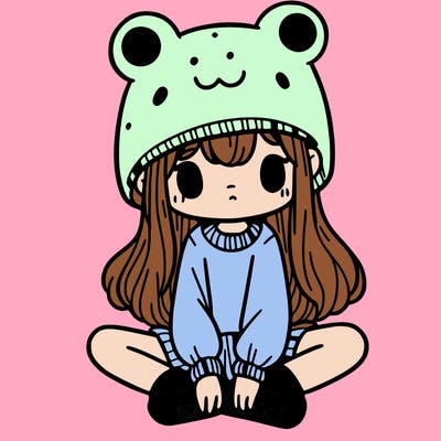 a girl wearing a frog hat and some frog socks
