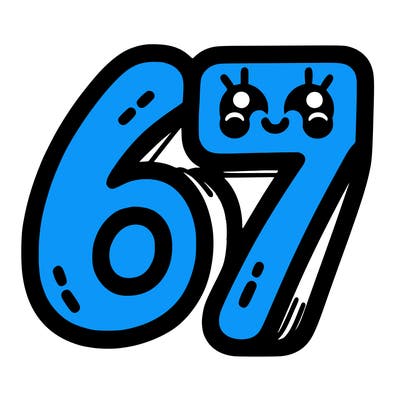 the numbers 67