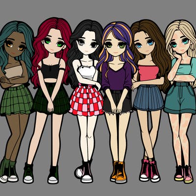 a group of girls realistic