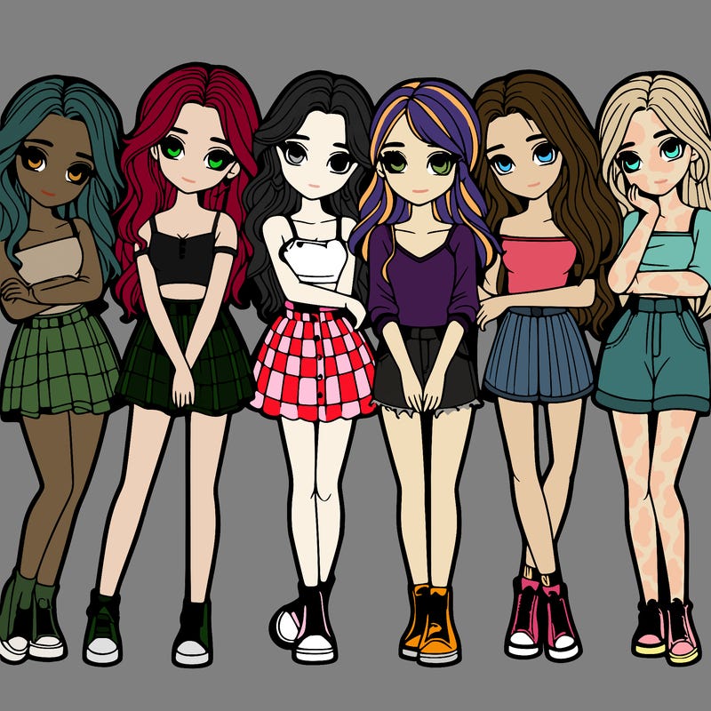 a group of girls realistic