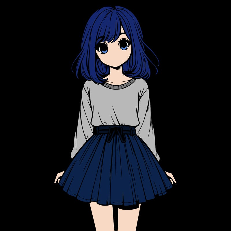 realistic girl with a skirt on