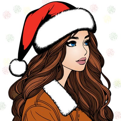 realistic girl in santa hat