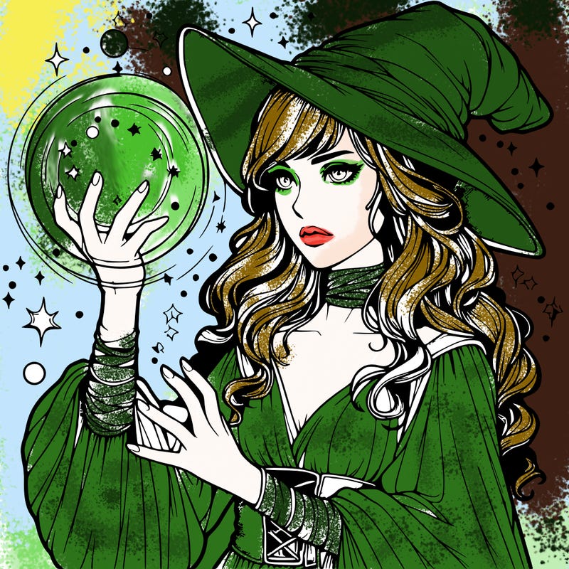 realistic women sorcerer using magic
