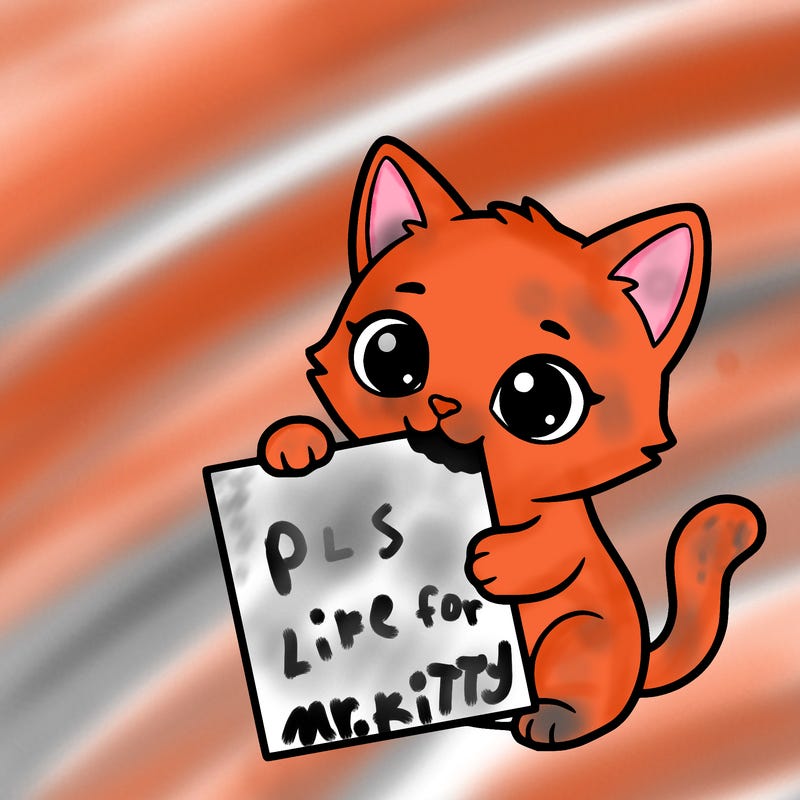 a small cat with a blank sheet of paper in its hand. the cat is sooooooo cute!