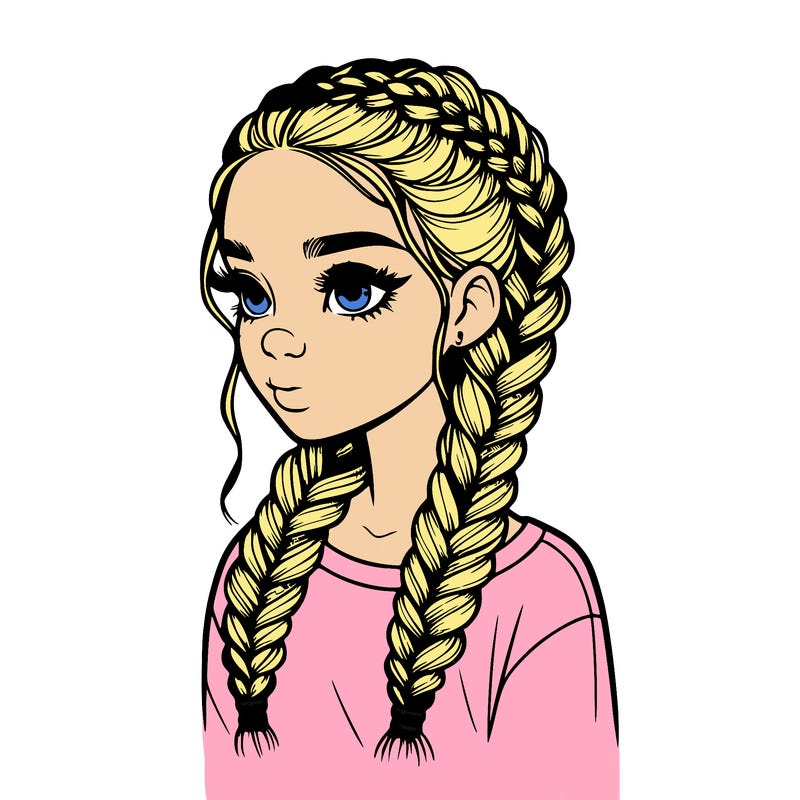 realistic girl with braids