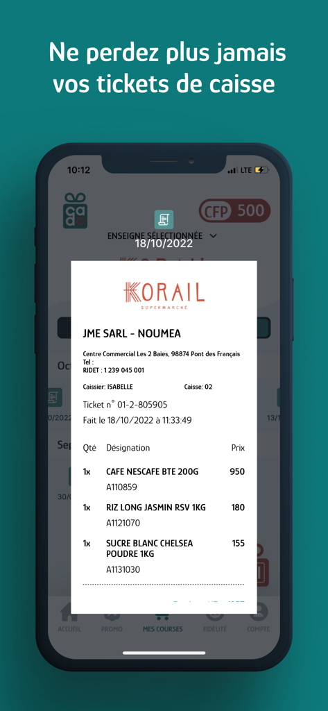 Cado - Smartphone screen showing a digital grocery receipt within the Cado loyalty app