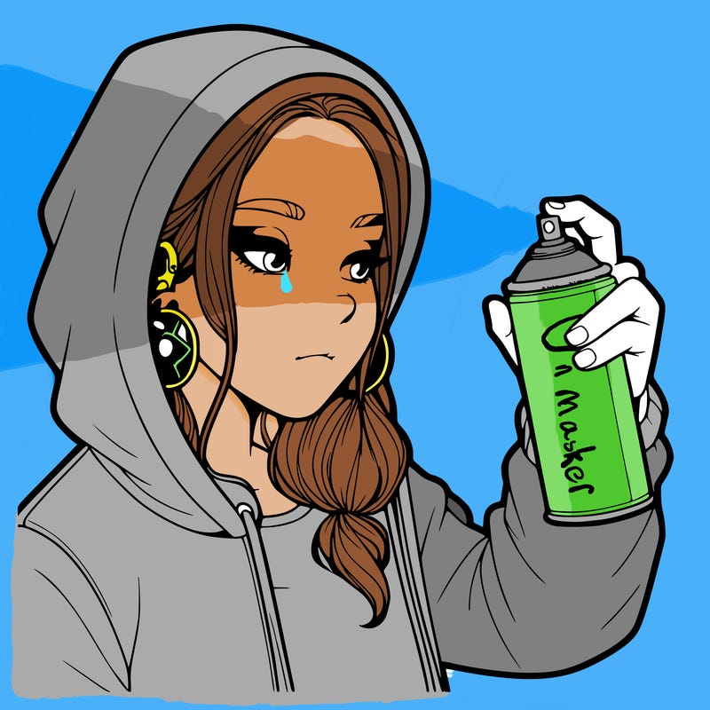 a realistic girl, spray painting
