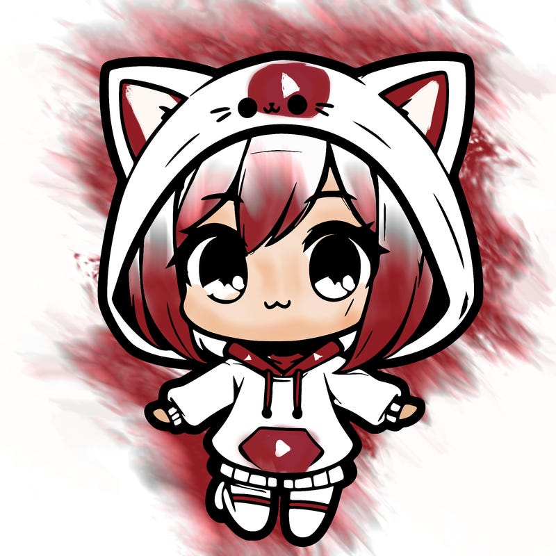 chibi girl in cat hoodie