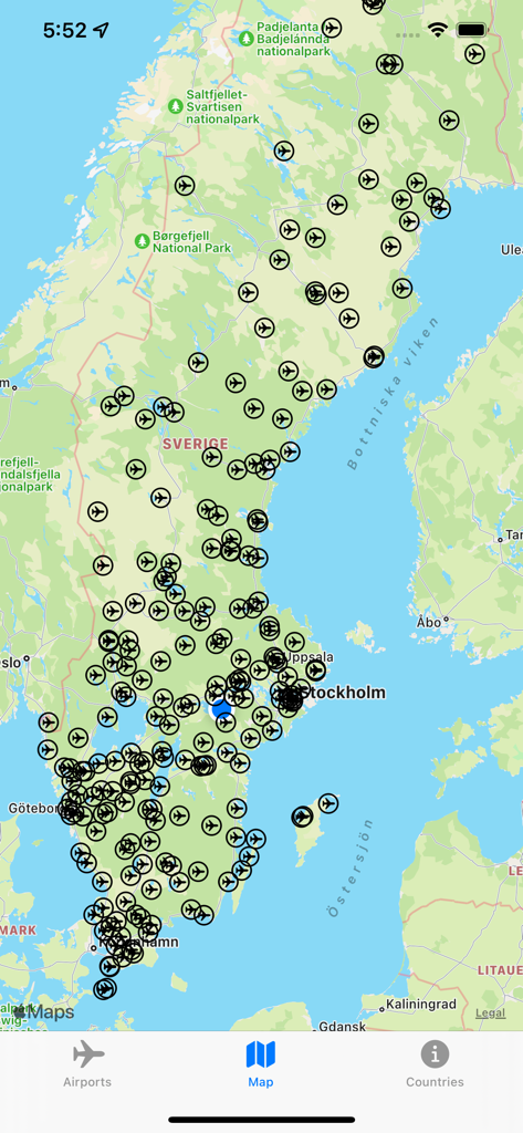 OpenAIP Airports - Map view of OpenAIP Airports showing various aviation landing sites and airports.