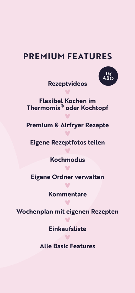 food with love: Rezepte - A list of premium features for the Food with Love recipe app including recipe videos meal planning and airfryer recipes