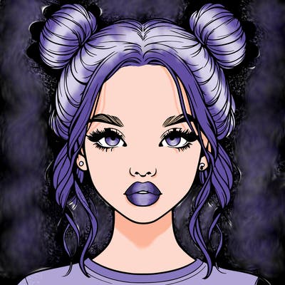 realistic girl with two buns in hair and lips