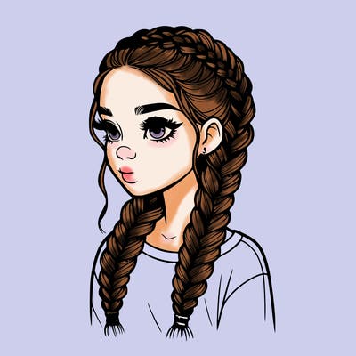 realistic girl with braids