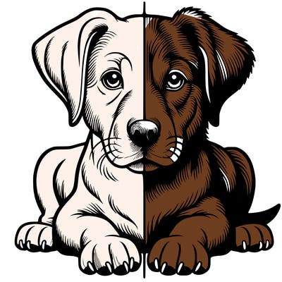 realistic dog split picture