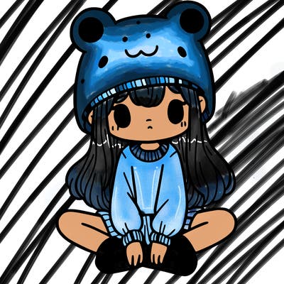 a girl wearing a frog hat and some frog socks