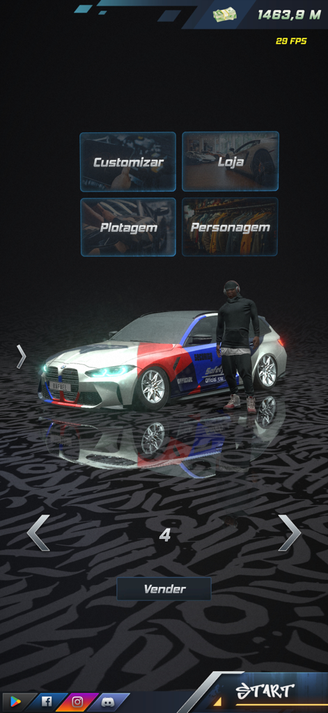 Project Xtreme - Pantalla del menú de personalización de coches y personajes de Project Xtreme