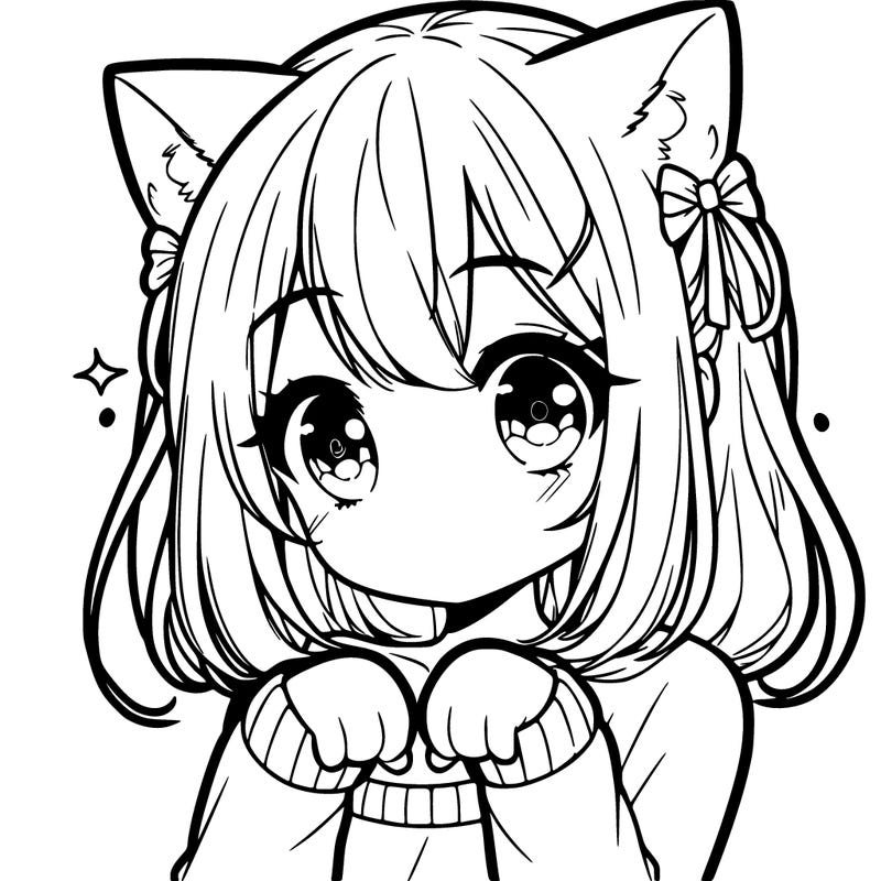 cute anime girl with cat ears