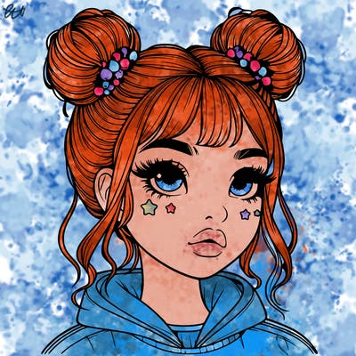 realistic girl with space buns