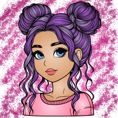 realistic girl with two buns in her hair