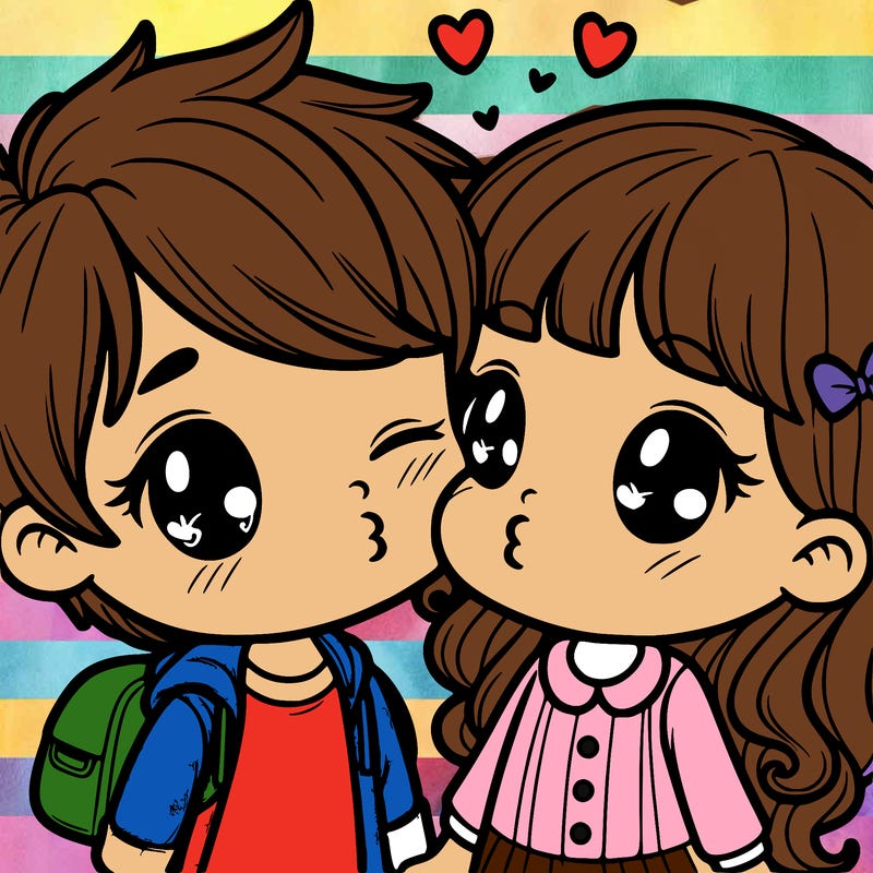 cute boy kissing a cute girl