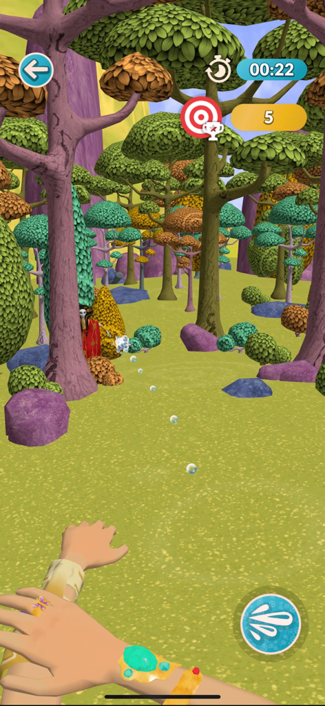 Mia using her magic bracelet to aim at a villain in the Centopia forest