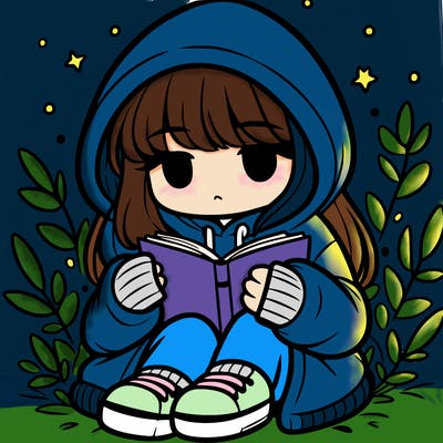 girl in oversized hoodie reading a book