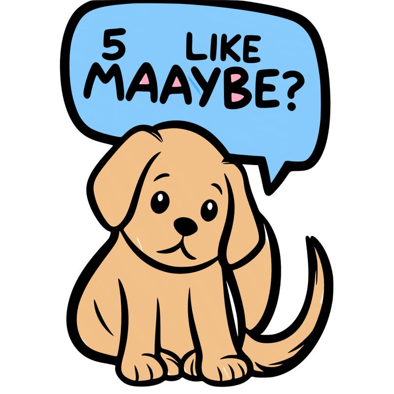 a puppy that says 5 like maybe