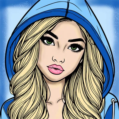realistic beautiful girl with a hood on
