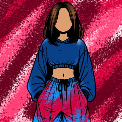 realistic girl faceless with baggy pants and a crop top