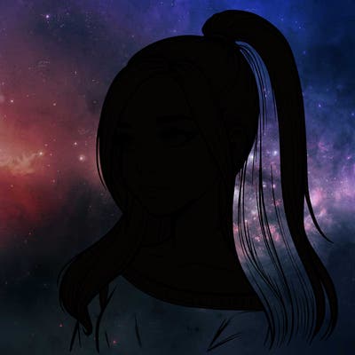 realistic girl with a high ponytail