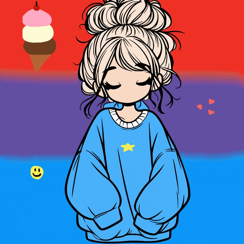 girl with baggy sweatshirt and messy bun