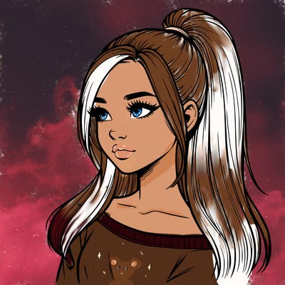 realistic girl with a high ponytail