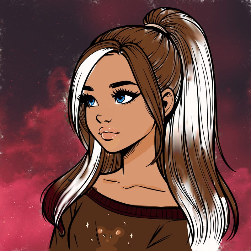 realistic girl with a high ponytail