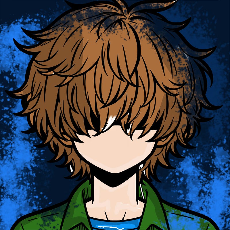 manga boy fluffy hair covering his eyes