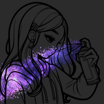 a realistic girl spray painting