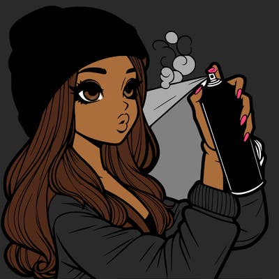 realistic girl spray painting