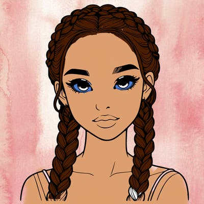 realistic girl with braids