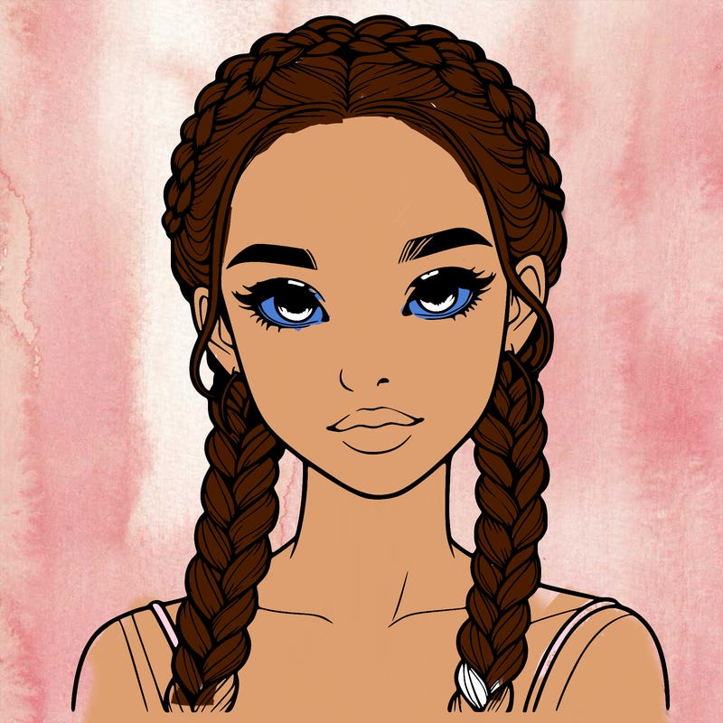 realistic girl with braids