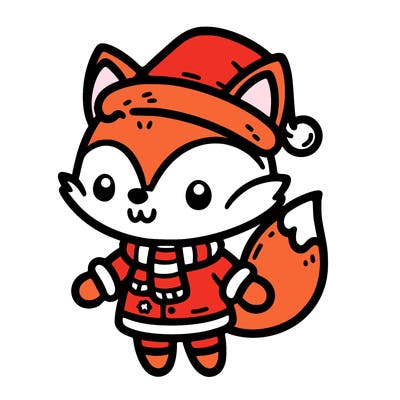 cute little fox with a cute little christmas outfit
